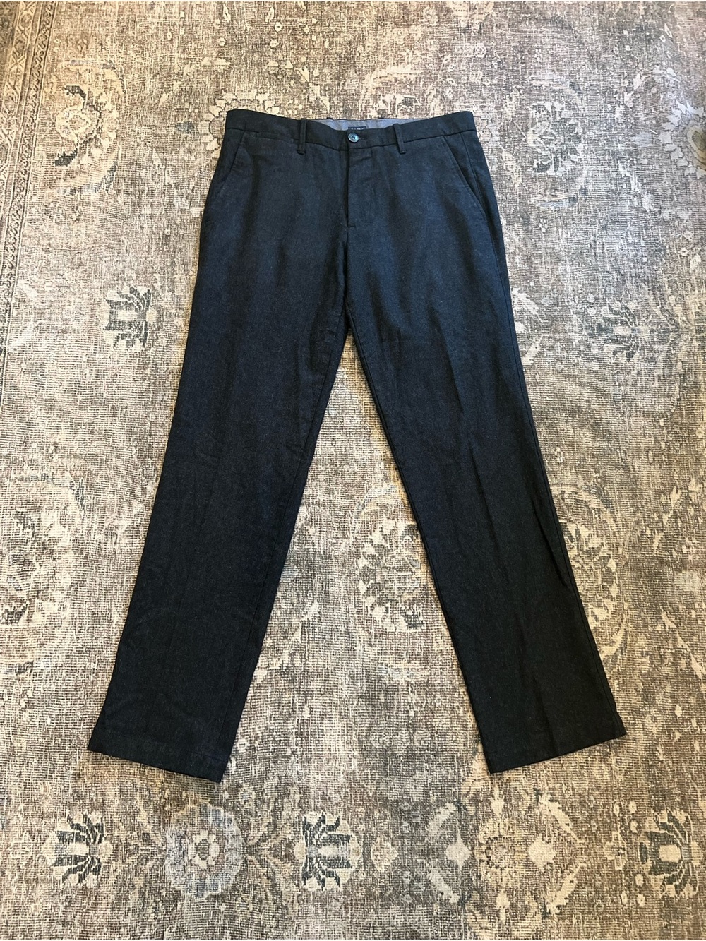 Gap Khakis Tailored Straight Fit Italian Wool Dress Pants Charcoal Grey 32x32